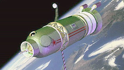 Военный космический корабль «Союз-ВИ» («Звезда») на орбите (реконструкция).